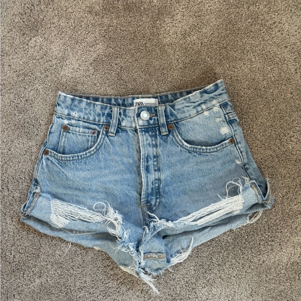 Zara Women's Light Blue High Rise Jean Shorts